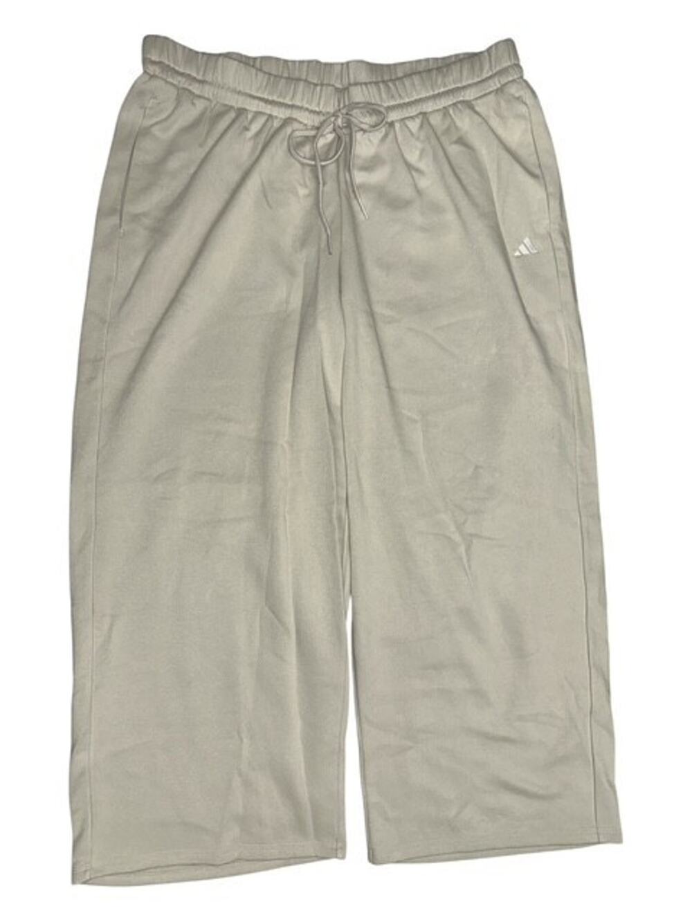 Adidas Women 3X Pants Stone Beige Sweatpants Jogger Pull-On Stretch Mod Wide Leg